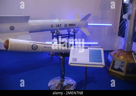 Bengaluru, Karnataka Inde- 20th février 2019. Helina missile a été exposé à Aero India. Banque D'Images