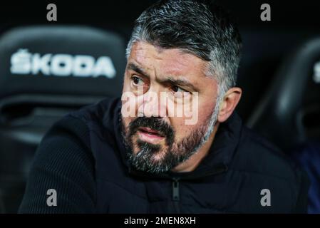 Gennaro Gattuso, entraîneur en chef de Valence pendant le championnat espagnol de football la Liga entre Valencia CF et UD Almeria sur 23 janvier 2023 au stade Mestalla à Valence, Espagne - photo: Ivan Terton/DPPI/LiveMedia Banque D'Images