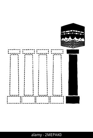 Illustration montrant les cinq piliers de l'Islam, le Hajj. Banque D'Images