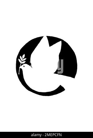 Illustration d'une colombe portant une branche d'olivier - un symbole de paix Banque D'Images