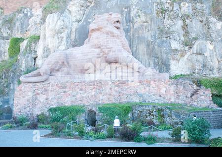France, Franche-Comté, Belfort, le Lion de Belfort, sculpture de Frédéric Bartholdi Banque D'Images