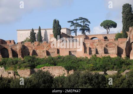 Italie, Latium, Rome, Aventin Hill, Cirque Maximus, Vue sur Circus Maximus jusqu'au Palatin Banque D'Images
