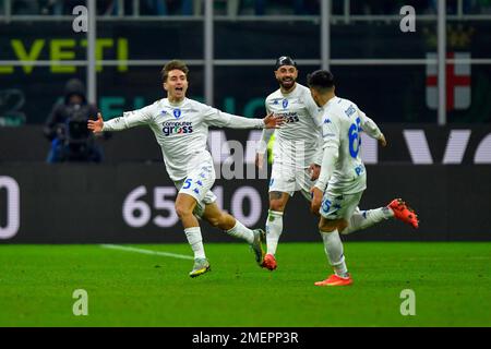 Milan, Italie. 23rd, janvier 2023. Tommaso Baldanzi (35) d'Empoli marque pour 0-1 lors de la série Un match entre Inter et Empoli à Giuseppe Meazza à Milan. (Crédit photo: Gonzales photo - Tommaso Fimiano). Banque D'Images