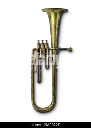 Saxhorn baryton en BB avec 3 Berlins (valves à piston de Berlin), fabriqué par Adolphe Sax, Paris, France, 1867 Banque D'Images