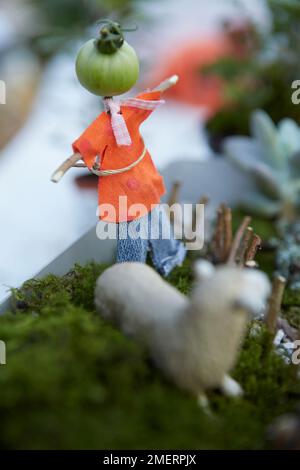 Mini-ferme de jardin pour enfants, figurine d'arnaque Banque D'Images