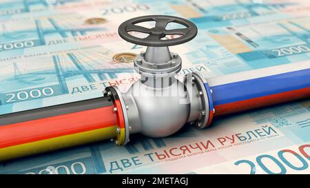 Image symbolique sur le sujet les livraisons de gaz naturel de la Russie à l'Allemagne sont facturées en roubles Banque D'Images