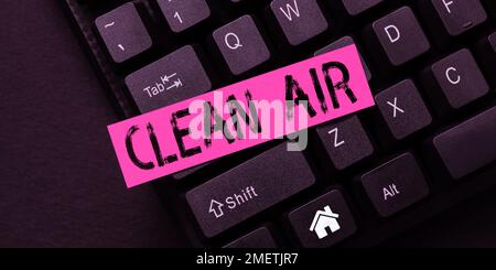 Affiche textuelle indiquant Air pur. Mot pour l'air qui ne contient aucun niveau nocif de saleté et de produits chimiques Banque D'Images