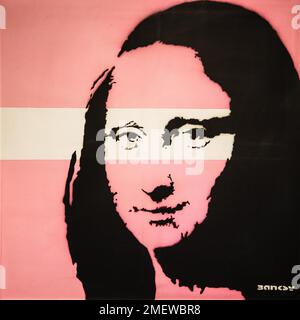 Mona Lisa, Pink, 2001, Banksy, exposition sur l'artiste de rue, Muelheim, Allemagne Banque D'Images