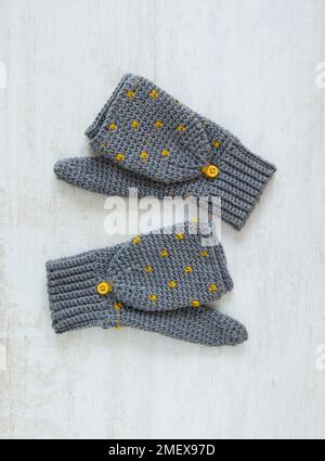 Gants en crochet sans doigts, détail Banque D'Images