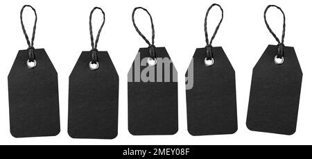 Ensemble de prix noir vierge avec cordon isolé sur fond blanc. Maquette de modèle Banque D'Images