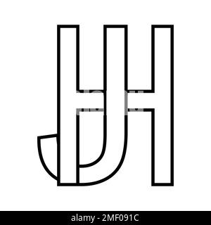 Logo signe hj jh icône, doubles lettres logotype h j Illustration de Vecteur