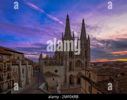 Vue sur la célèbre cathédrale de Burgos, Castilla y Leon, Espagne Banque D'Images