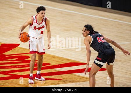 Nebraska guard Dalano Banton works the floor against Maryland during the  first half of an NCAA college basketball game, Tuesday, Feb. 16, 2021, in  College Park, Md. (AP Photo/Julio Cortez Stock Photo 