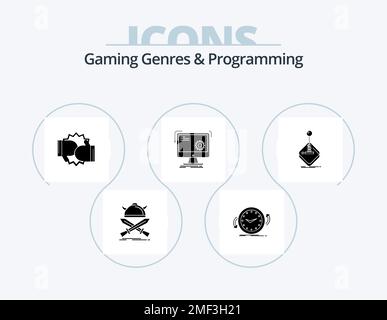 Jeux et programmation Glyph Icon Pack 5 Icon Design. fonction. commande. compteur. gants. concurrence Illustration de Vecteur