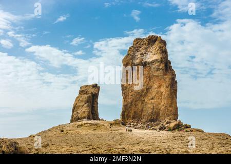 Roque Nublo - monolithe volcanique. C'est l'un des monuments les plus célèbres de Gran Canaria, Espagne. Banque D'Images