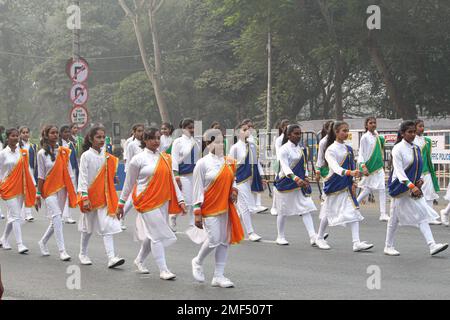 Kolkata, Inde. 24th janvier 2023. Répétition de la parade de la République. (Photo de Snehasish Bodhak/Pacific Press) Credit: Pacific Press Media production Corp./Alay Live News Banque D'Images