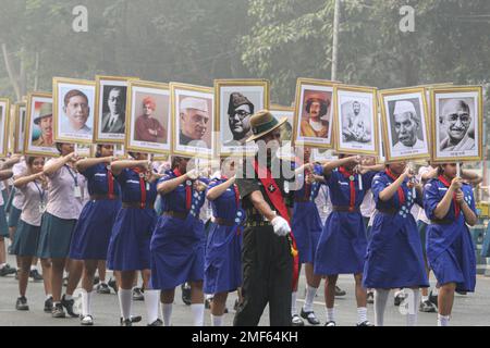 Kolkata, Bengale occidental, Inde. 24th janvier 2023. Répétition de la parade de la République. (Credit image: © Snehasish Bodhak/Pacific Press via ZUMA Press Wire) USAGE ÉDITORIAL SEULEMENT! Non destiné À un usage commercial ! Banque D'Images