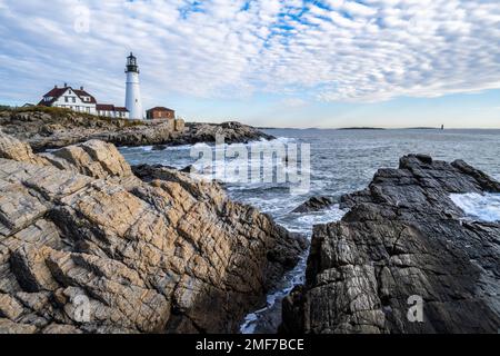 Portland Head Light à Cape Elizabeth et fort Williams Park dans le Maine Banque D'Images