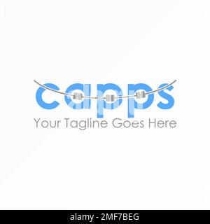 Lettre ou mot CAPPS avec bretelles dentaires logo image graphique icône logo design abstrait concept vecteur stock. symbole lié aux dents ou au mot-symbole Illustration de Vecteur