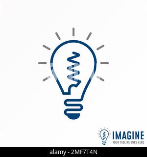 Lampe ou éclairage avec ligne image graphique icône logo design abstrait concept vecteur stock. Peut être utilisé comme symbole lié à l'intelligence ou à l'éducation Illustration de Vecteur