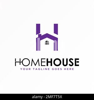 Maison ou maison en lettre ou mot H police image graphique icône logo design abstrait concept vecteur stock. utilisé comme symbole associé à la propriété ou à l'initiale Illustration de Vecteur