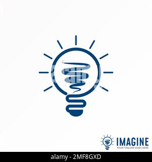 Lampe ou éclairage avec ligne image graphique icône logo design abstrait concept vecteur stock. Peut être utilisé comme symbole lié à l'intelligence ou à l'éducation Illustration de Vecteur