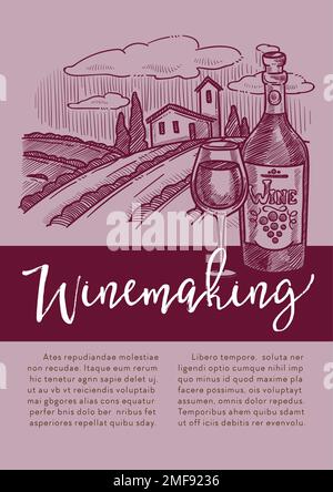Cave de vinification vin rouge ou blanc plantation de produits maison Illustration de Vecteur