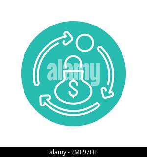 Icône de ligne de circulation d'argent. Pictogramme de financement participatif et de gestion financière. Concept de don. Conception de vecteur d'accord d'affiliation. Illustration de Vecteur