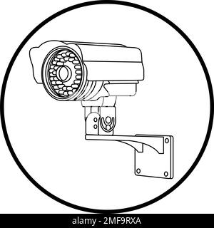 panneau d'avertissement sur la surveillance vidéo, dessin monochrome en vecteur Illustration de Vecteur