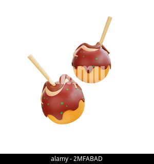 3d illustration de la nourriture asiatique takoyaki, cuisine japonaise Banque D'Images