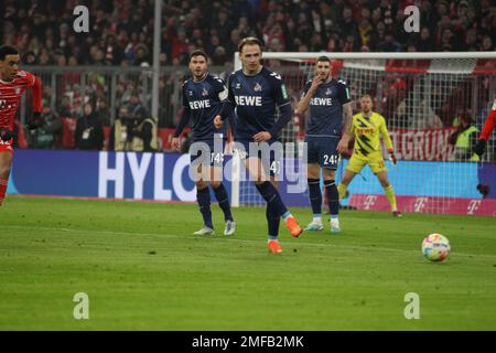 Munich, Allemagne. 24th janvier 2023. #47 Mathias OLESEN, #14 Jonas HECTOR, #24 Julian CHABOT, lors du match de football Bundesliga entre le FC Bayern Muenchen et le FC Koeln à l'Allianz Arena de Munich sur 24. Janvier 2023, Allemagne. DFL, Fussball, 1:1 (photo et copyright @ ATP images/Arthur THILL (THILL Arthur/ATP/SPP) crédit: SPP Sport Press photo. /Alamy Live News Banque D'Images