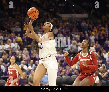 Baton Rouge, États-Unis. 19th janvier 2023. L'avant des Tigres de LSU Angel Reese fait une mise à pied lors d'un match de basket-ball universitaire féminin au Pete Maravich Assembly Center à bâton Rouge, Louisiane, jeudi, 19 janvier 2022. (Photo de Peter G. Forest/Sipa USA) crédit: SIPA USA/Alay Live News Banque D'Images