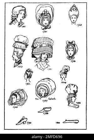 18th Century Women's Headdress du livre 'French Costume ' de Dion Clayton Malthrop, 1878-1937 Date de publication 1907 Éditeur London, A. & C. Black Banque D'Images