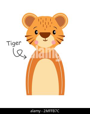 Tigre . Personnage de dessin animé . Vecteur . Illustration de Vecteur