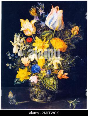 Jan Brueghel l'aîné, Still Life avec un bouquet de fleurs, peinture à l'huile sur cuivre, 1610-1625 Banque D'Images