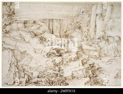 Albrecht Durer, Agony in the Garden, dessin au stylo et à l'encre, 1521 Banque D'Images