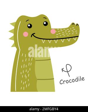 Crocodile . Personnage de dessin animé . Vecteur . Illustration de Vecteur