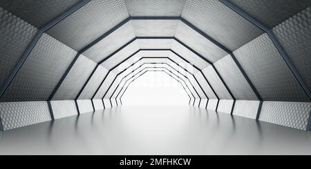 Garage futuriste sombre et moderne, couloir du tunnel. Rendu entrée 3D Banque D'Images