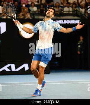 Melbourne, Australie, 25th janvier 2023. Novak Djokovic, de Serbie, est en action au Grand Chelem de tennis australien à Melbourne Park. Crédit photo: Frank Molter/Alamy Live News Banque D'Images