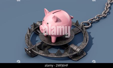 Attention, piège à économie - pigeonny tirelire sur le piège Banque D'Images