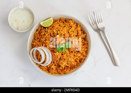 Poulet de l'Inde du Sud Biryani directement au-dessus de la photo Banque D'Images