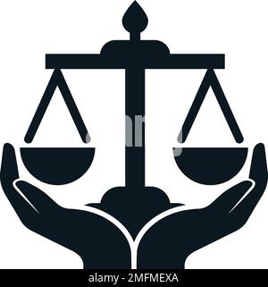 échelles de justice en noir et blanc. conception de l'icône du service d'avocat. Illustration de Vecteur