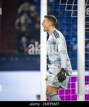 Gelsenkirchen, Allemagne. 24th janvier 2023. Alexander Schwalow (S04) FC Schalke 04 - RB Leipzig Bundesliga 24.01.2023 Copyright (nur für journalistische Banque D'Images