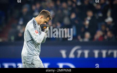 Gelsenkirchen, Allemagne. 24th janvier 2023. Alexander Schwalow (S04) FC Schalke 04 - RB Leipzig Bundesliga 24.01.2023 Copyright (nur für journalistische Banque D'Images