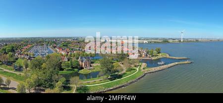 Panorama aérien de la ville de Medemblik aux pays-Bas Banque D'Images