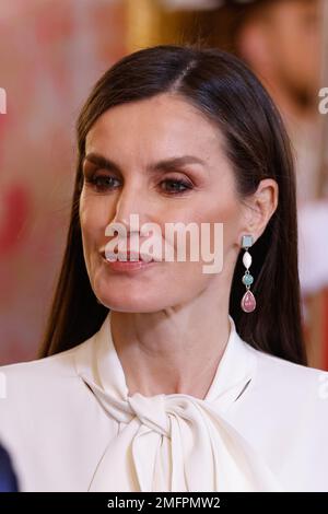 Madrid, Espagne. 25th janvier 2023. La reine Letizia d'Espagne reçoit le corps diplomatique au Palais Royal de Madrid. (Photo par Atilano Garcia/SOPA Images/Sipa USA) crédit: SIPA USA/Alay Live News Banque D'Images