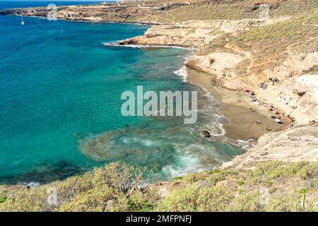 Der Strand Playa de Diego Hernandez an der Costa Adeje, Teneriffa, Kanarische Inseln, Espagnol | la plage Costa Adeje Playa de Diego Hernandez, Tener Banque D'Images