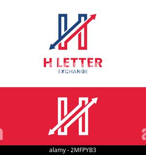 Modèle de conception du logo de la flèche d'échange H initiale de la lettre. Convient pour logistique Express livraison de fret expédition ou financement marketing Trading, etc Illustration de Vecteur