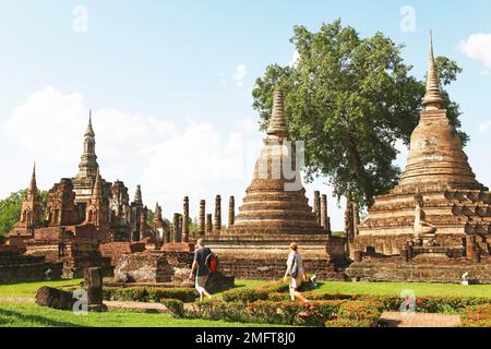 Brick Chedi au Sukothai History Park, Sukhothai, province de Sukothai, Thaïlande Banque D'Images
