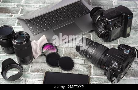 Ordinateur photo et accessoires Banque D'Images